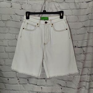 Free People X Sandrine Rose High Waist Frayed Hem Shorts White Size 27 - NWT